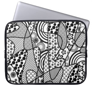 Svart & Vitt Mönsterlapptäcke 02 Laptop Fodral