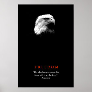 Svart Vitt Motiverande FRIHET Kalahästsaffisch Poster