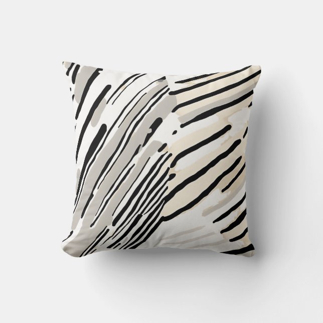 Svart, vitt och Grått rand, mönster Kudde (Framsida)