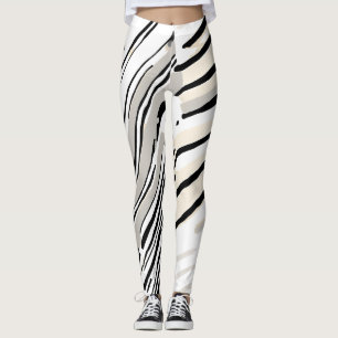 Svart, vitt och Grått rand, mönster Leggings