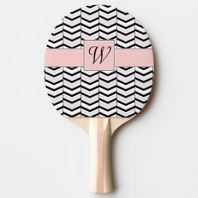 Svart Vitt och Röslig Chevron Ping Pong Paddle Pingisracket (Framsidan)