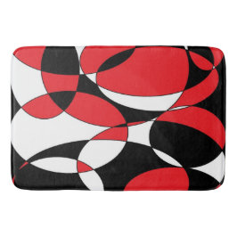 Svart, vitt och rött elliptiskt bad badrumsmatta