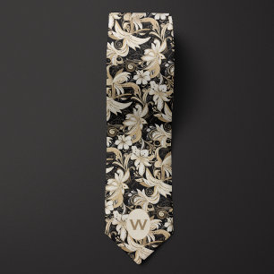 Svart, Vitt och Taupe Monogram Slips