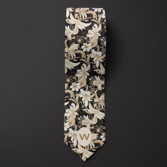 Svart, Vitt och Taupe Monogram Slips (Skapare uppladdad)