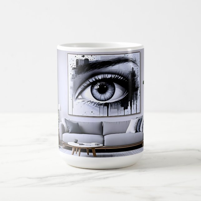 Svart Vitt Öga Kaffemugg (Center)