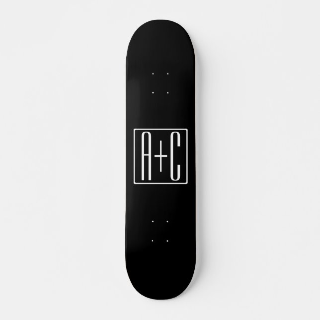 Svart & Vitt | Parinitialer Mini Skateboard Bräda 18,5 Cm (Framsida)