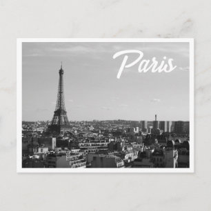 Svart & Vitt Paris Foto Eiffeltornet Siluett Vykort