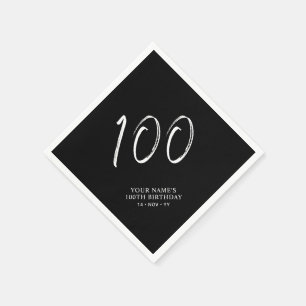 Svart & Vitt Penselskrift 100-årsfest Pappersservett