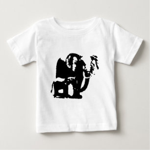 Svart Vitt Pop Art Bebis & Mamma Elefanter T Shirt