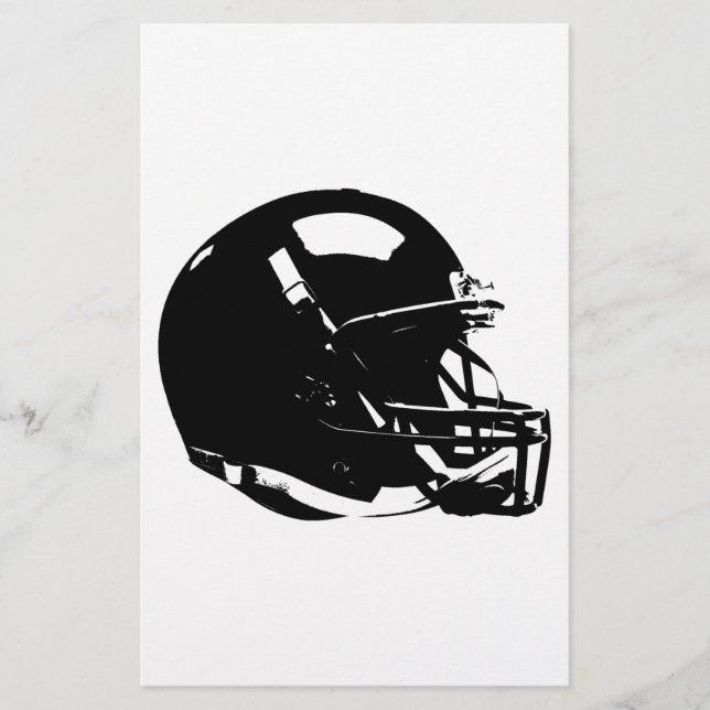 Svart Vitt Pop Art Fotbollshjälm Brevpapper (Framsida)