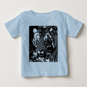 Svart Vitt Pop Art Tiger Tee Shirt