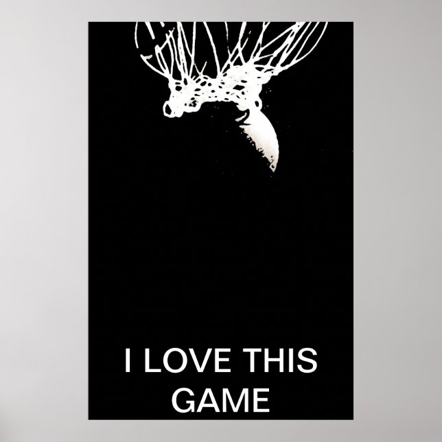 Svart Vitt Pop Art Unikt Basketbollaffisch Poster (Framsidan)