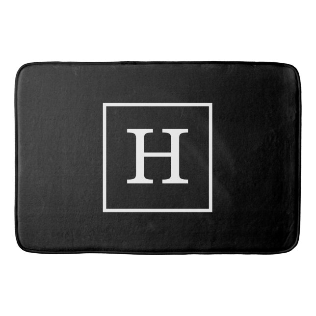 Svart Vitt Ram Monogram Badrumsmatta (Framsidan)