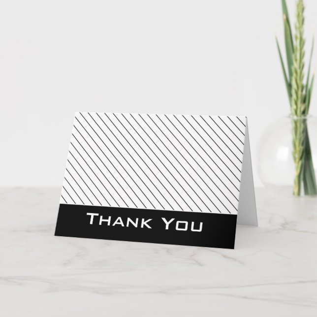 Svart/vitt, rand 2-Tack-gratulationskort Tack Kort (Framsida)