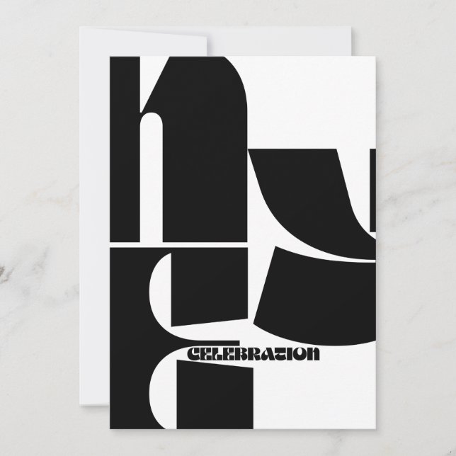 Svart & Vitt Retro Nyårsfest Inbjudningar (Framsida)