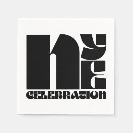 Svart Vitt Retro Typografi Nyårsafton Fest Pappersservett