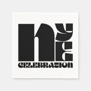 Svart Vitt Retro Typografi Nyårsafton Fest Pappersservett