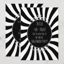 Svart Vitt Roligt Whimsical Ränder Halloweenfest