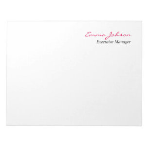 Svart Vitt Rosa Elegant Modern Enkel Stor Anteckningsblock