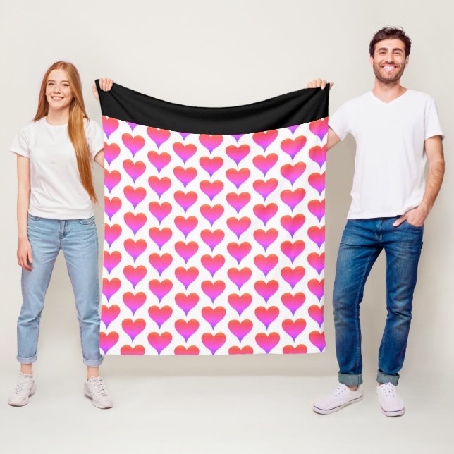 Svart Vitt Rosa Lila Rött Hjärtmönster Fleecefilt (På plats)