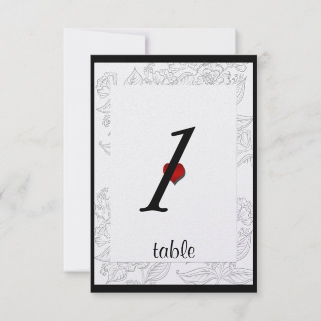 Svart Vitt Rött Bohemisk Elegant Bröllopsbordskort Inbjudningar (Framsida)