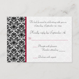 Svart, Vitt, Rött Damask RSVP-kort OSA Kort