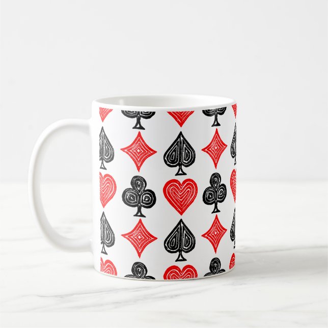 Svart/vitt/rött uppspelningskort Alla symboler Lin Kaffemugg (Vänster)