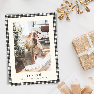Svart Vitt Rutigt Glatt Jul Familjefoto Julkort