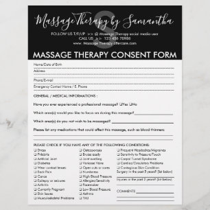 Svart Vitt Samtycke Budgetformulär Massage Terapi Reklamblad