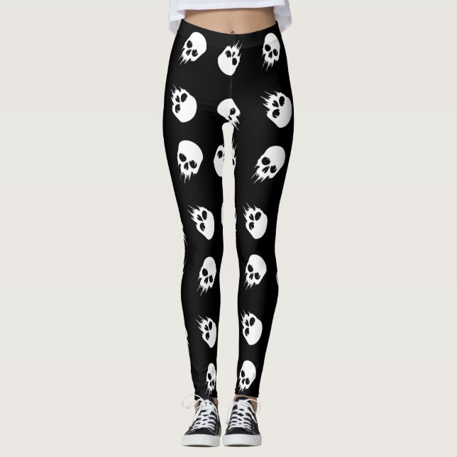 svart, vitt skelett med halloween leggings (Framsida)