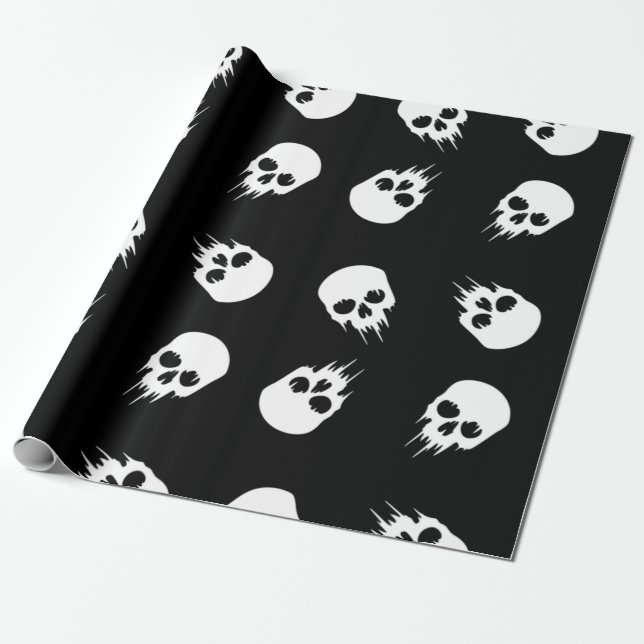 svart, vitt skelett med halloween presentpapper (Utrullad)