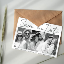 Svart, vitt skript, kalligrafi 3 fotokollage spara datumet