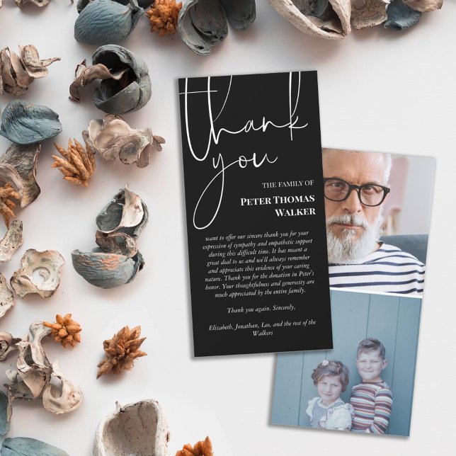 Svart vitt skript och 2 foton Funeral Tack (Skapare uppladdad)