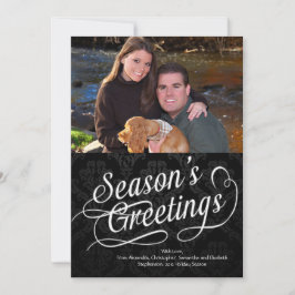 Svart/vitt skriptsäsongens gratulationskort julkort