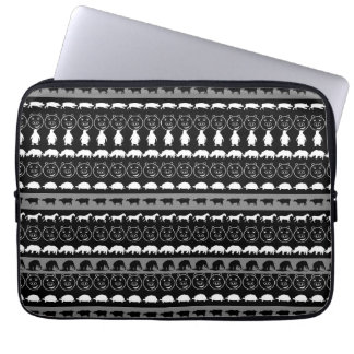 Svart Vitt Sött Djurmönster #2 Laptop Sleeve