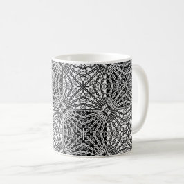 Svart & Vitt Spegelglasmandala 2 Kaffemugg