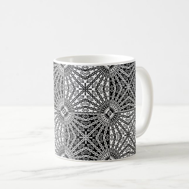 Svart & Vitt Spegelglasmandala 2 Kaffemugg (Framsida höger)