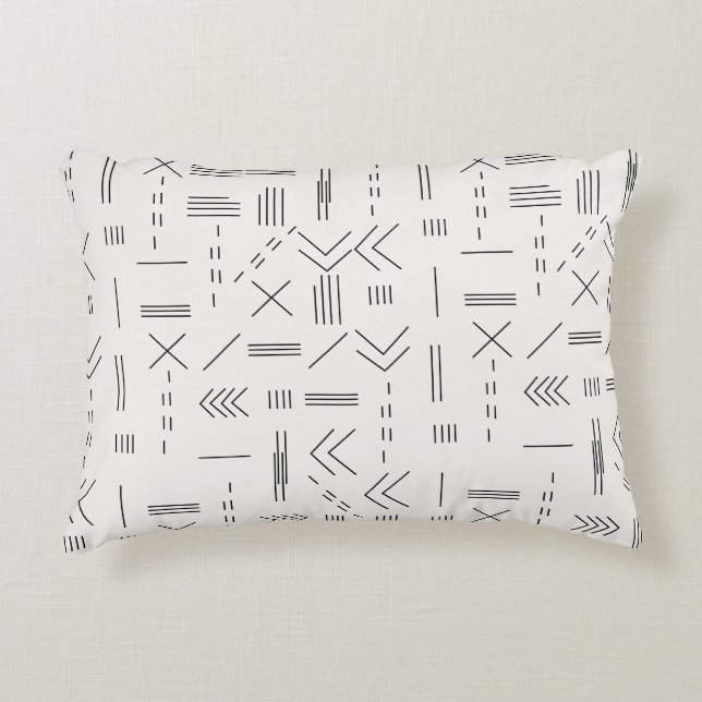 Svart Vitt Stilig Modernt Geometriskt Mönster Prydnadskudde (Framsidan)