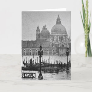 Svart Vitt Stora Kanalen Venedig Italien Resa Kort