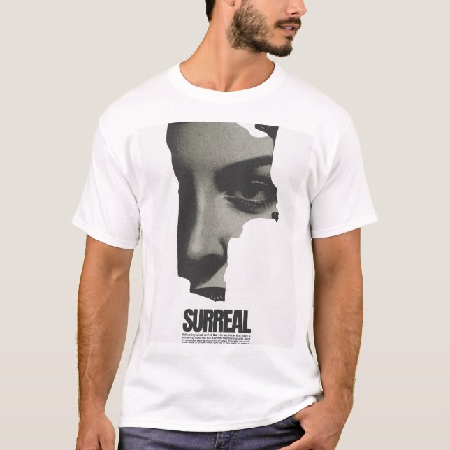 Svart & Vitt Surreal Ansiktscollage Konst T Shirt (Framsida)