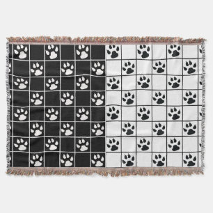Svart Vitt Tassar Klor Plaid Design  Filt