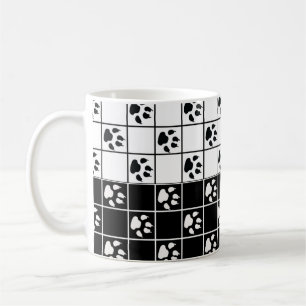 Svart Vitt Tassar Klor Plaid Design Kaffemugg