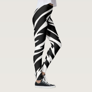 Svart Vitt Tiger Leggings - Djurtryck Yoga