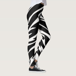 Svart Vitt Tiger Leggings - Djurtryck Yoga