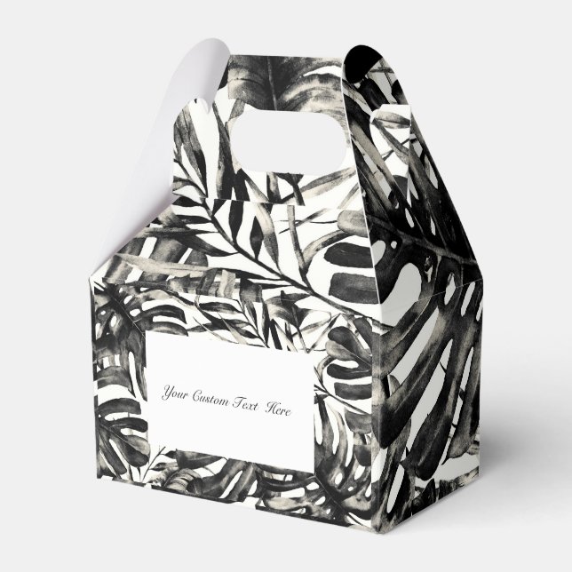 Svart & Vitt Tropiska Palmblad Ö Wedding Presentaskar (Framsidan Sidan)