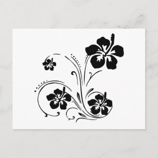 SVART VITT, TROPISKT FLOWER GRAFIC VECTOR POSTCAR VYKORT