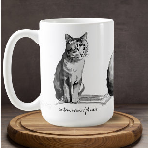 Svart vitt, vackert japanskt kattnamn kaffemugg