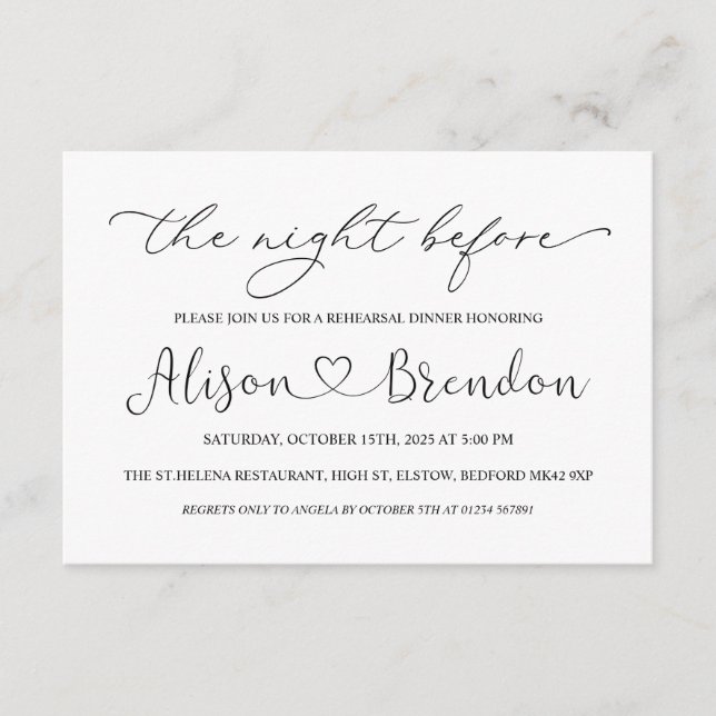 Svart Vitt Välkommen till natten före Tilläggskort (Framsida)