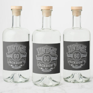 Svart & Vitt Vintage Åldrat Till Perfektion Födels Spritflaskor Etikett