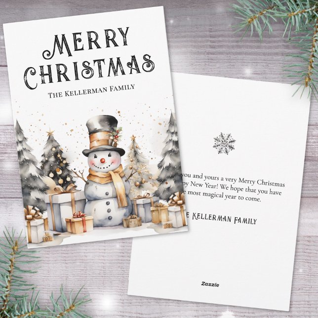 Svart Vitt Vinter Elegant Jul Julkort (Black White Winter Elegant Christmas Holiday Card)